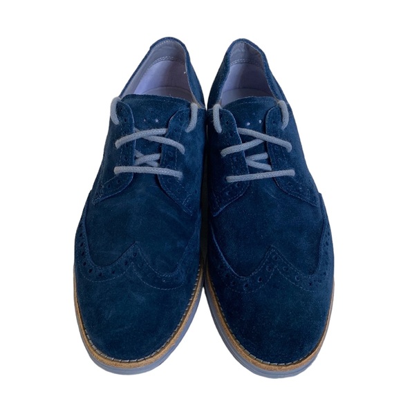 COLE HAAN Lunar Grand Blue Suede Oxford/Wingtip Shoes - NWOT/B - Picture 2 of 4